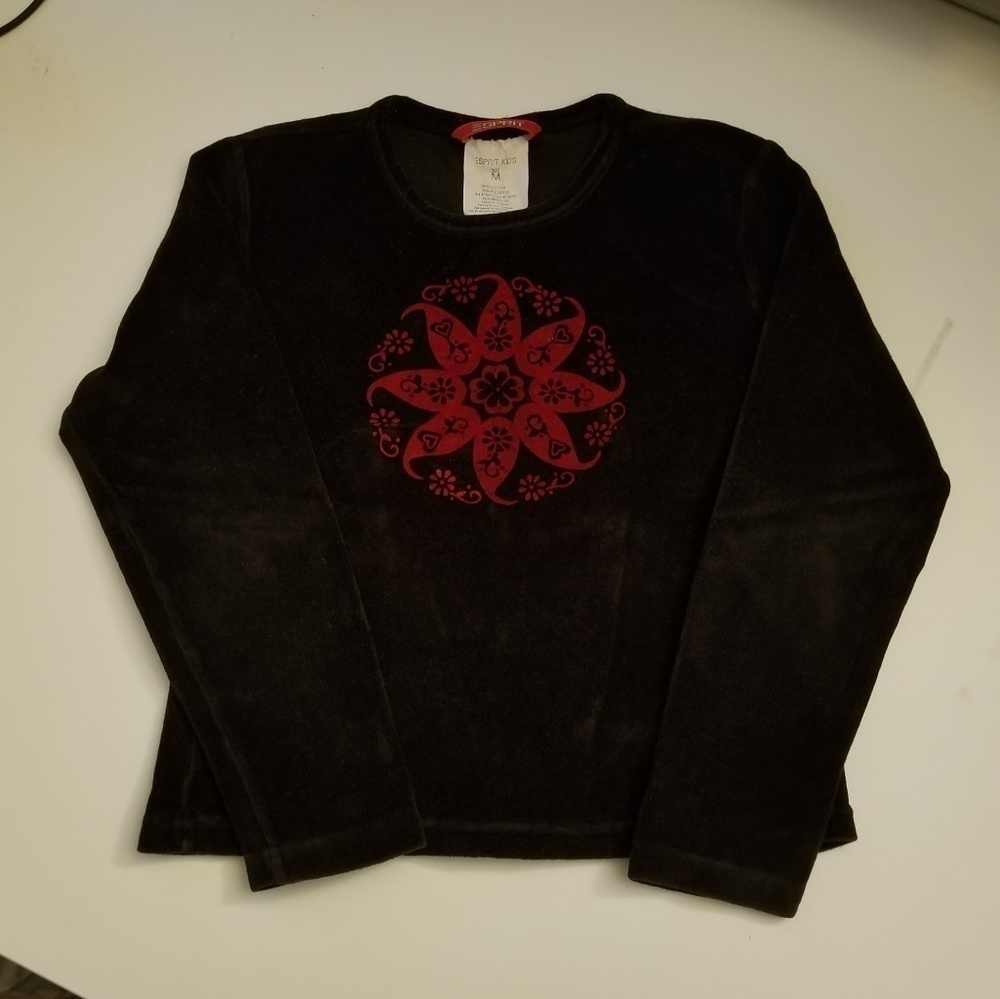 2 for 25! ESPRIT Girl Black Velvet Long Sleeve Top